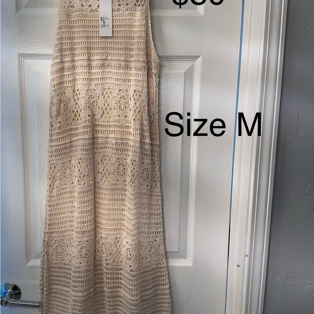 Cream Crochet Maxi Dress - Size M